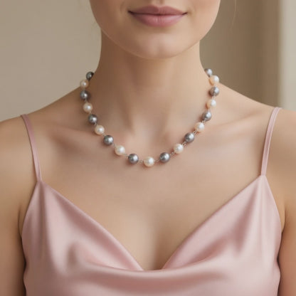 Necklace Silver and Cream Harmony