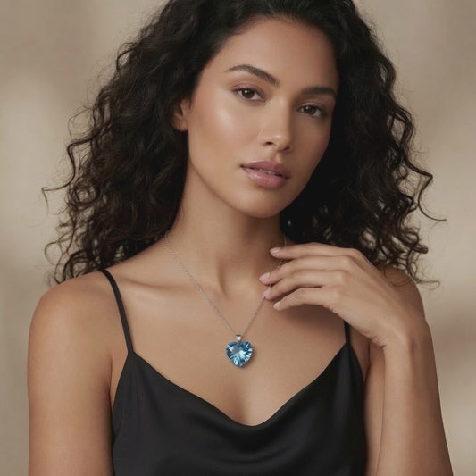 Swarovski Crystal Heart Necklace, Blue Azure Heart Pendant