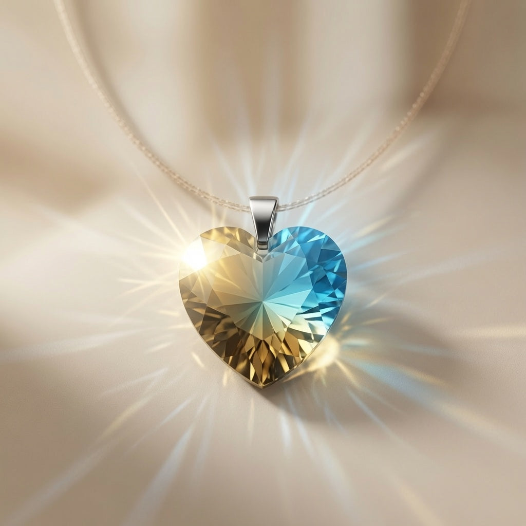 Swarovski Crystal Golden Lagoon Shimmer Heart Pendant