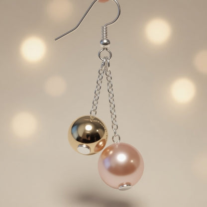 Czech Glass Pink Pearl Dawn Dangle Earrings