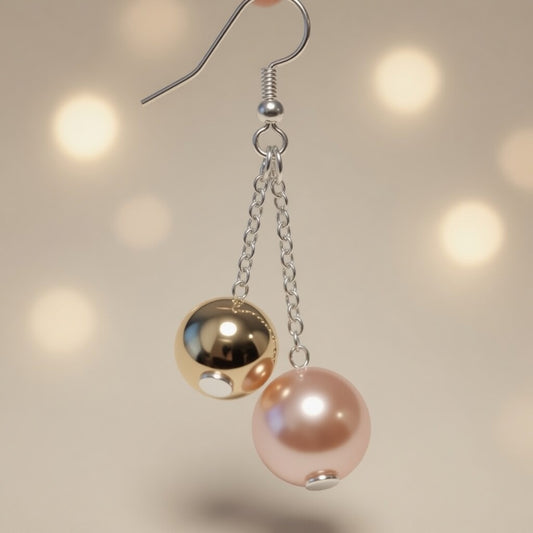 Czech Glass Pink Pearl Dawn Dangle Earrings