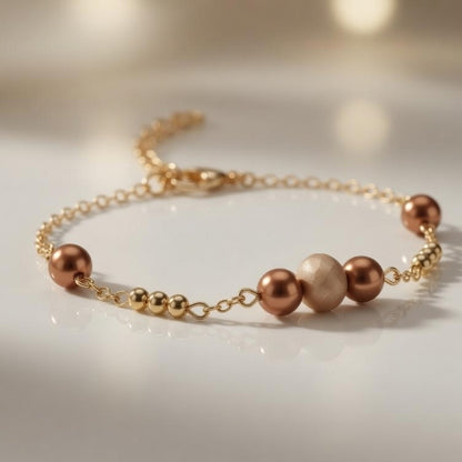 Gold Bead Pearl Bracelet