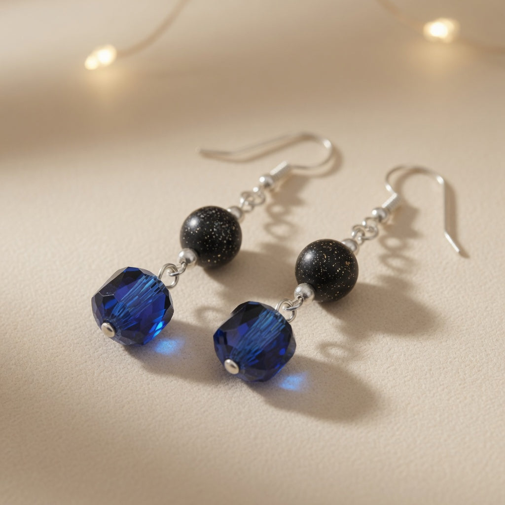 Midnight Sapphire Glow Drop Earrings
