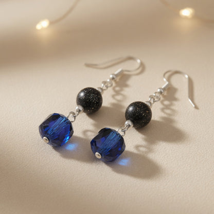 Midnight Sapphire Glow Drop Earrings