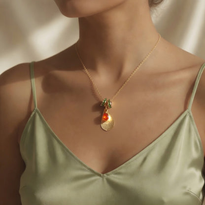 Golden Ember Leaf Necklace