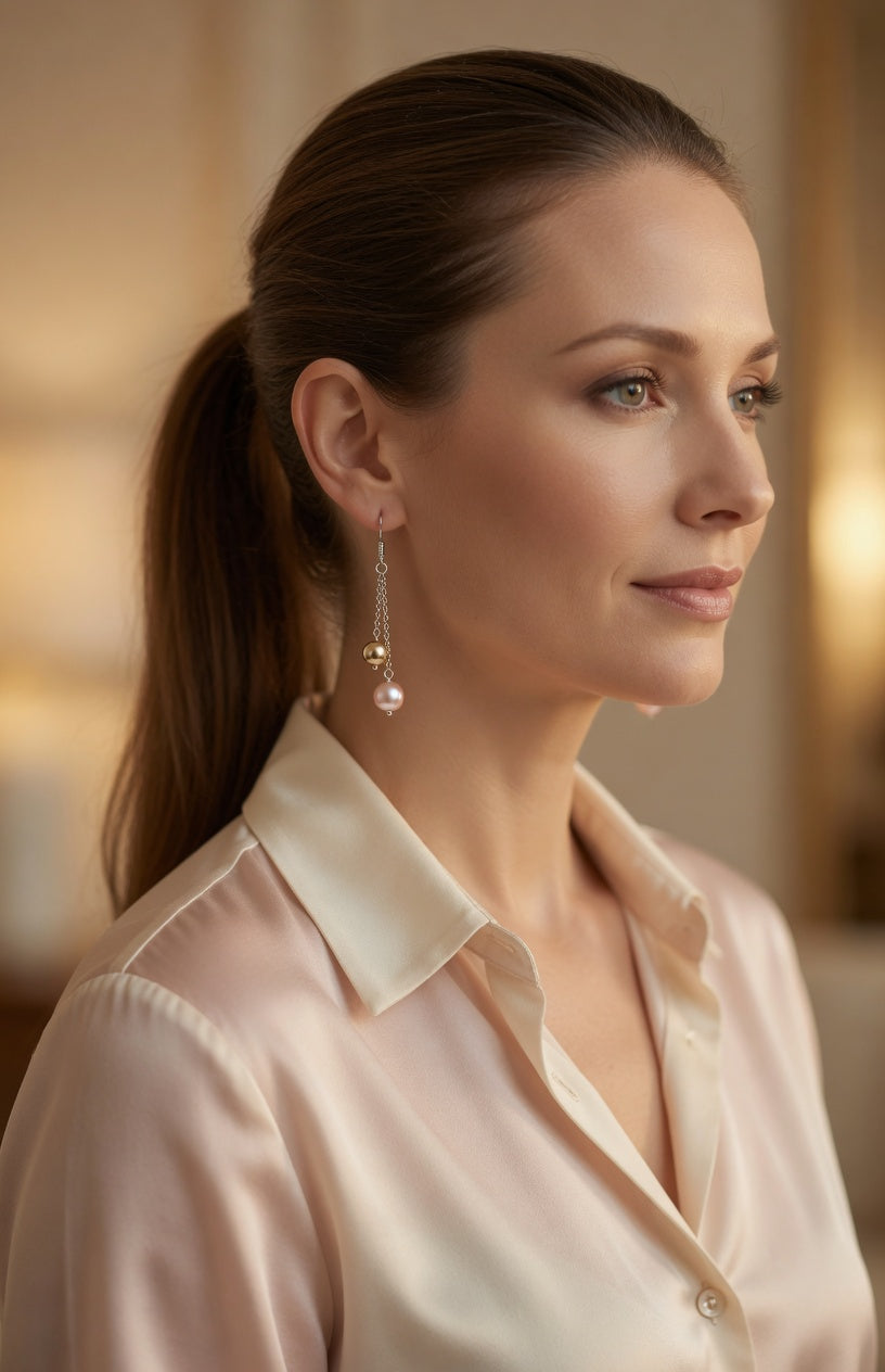 Czech Glass Pink Pearl Dawn Dangle Earrings