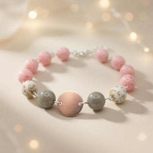 Czech Glass Sugar Rose Beaded Bracelet