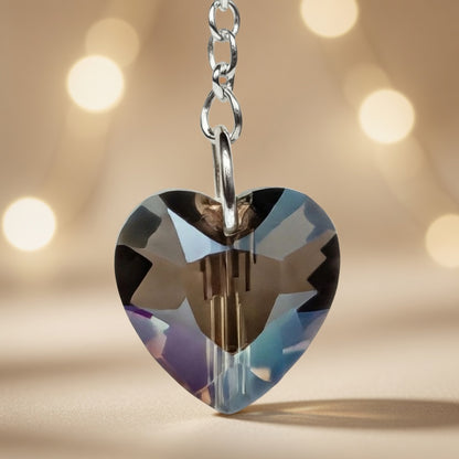 Swarovski Crystal Heart Smoky Twilight Dangling Earrings