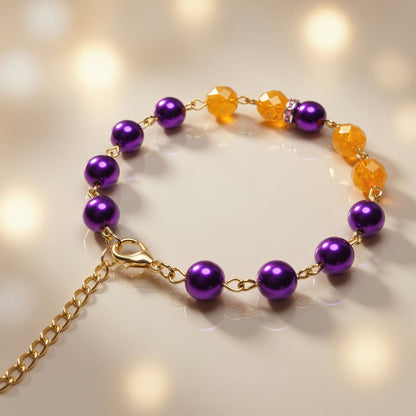 Czech Glass Purple Twilight Bohemian Glass Beaded Bracelet