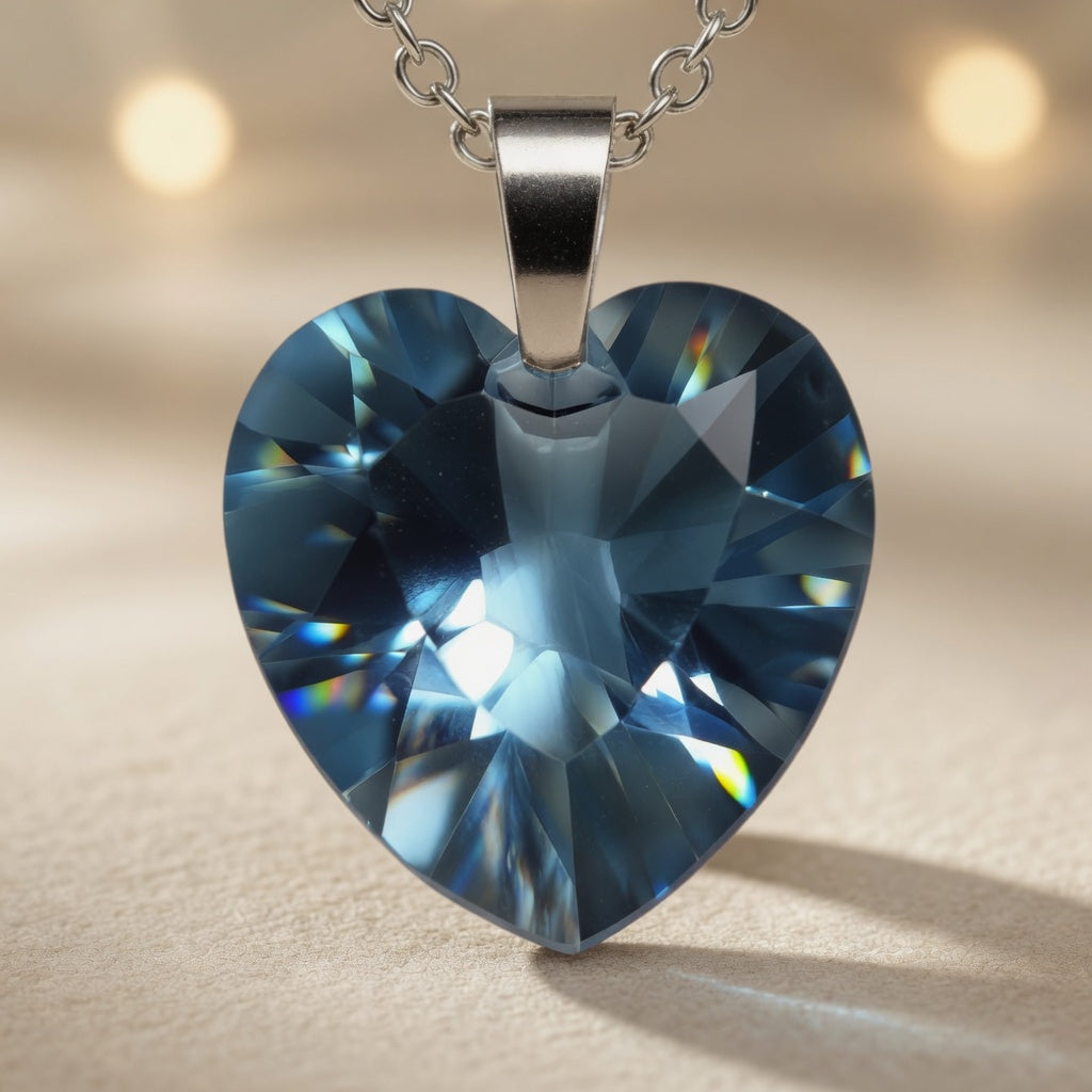 Swarovski Crystal Heart Necklace, Blue Azure Heart Pendant