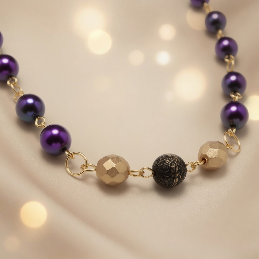 Czech Glass Purple Pearl Glow Necklace