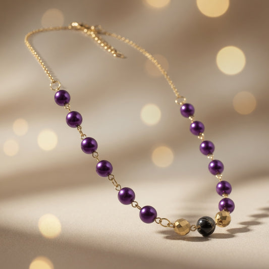 Czech Glass Purple Pearl Glow Necklace