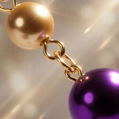 Czech Glass  Purple Gold Pearl Dangle Earrings